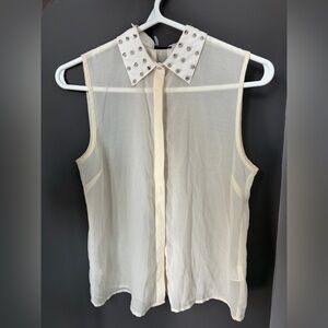 Urban outfitters studded collar sheer button up tank - XS